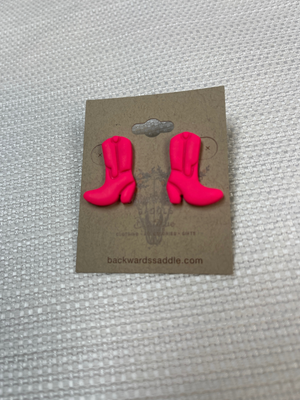 Hot pink cowboy boot earrings