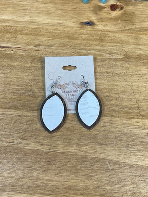 White Linen Walnut Earrings