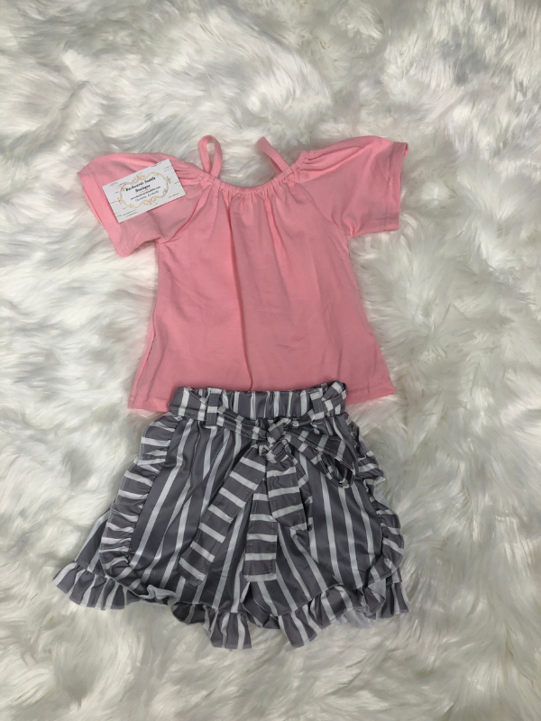 Pink & gray kids short set