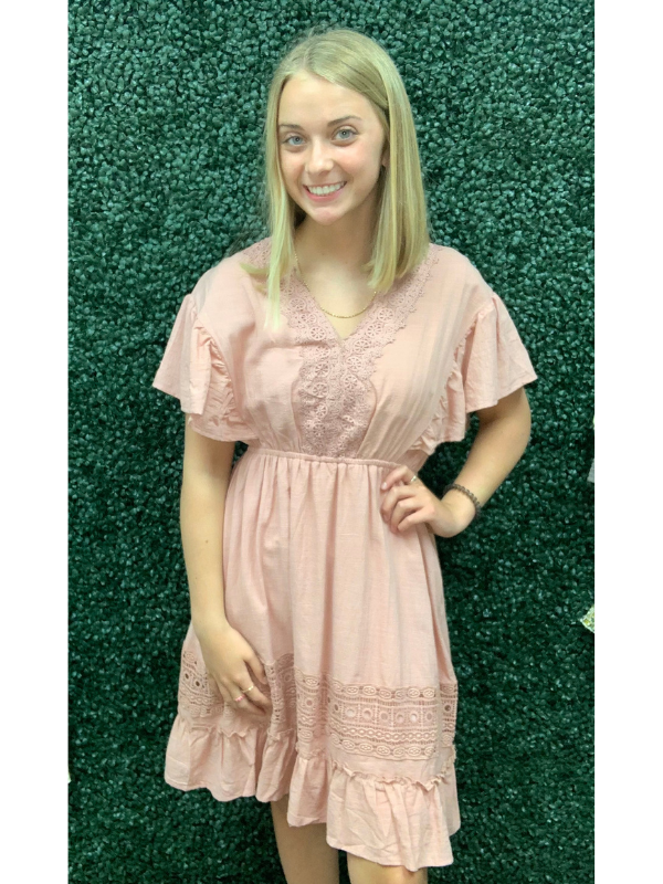 Crochet lace trim dress