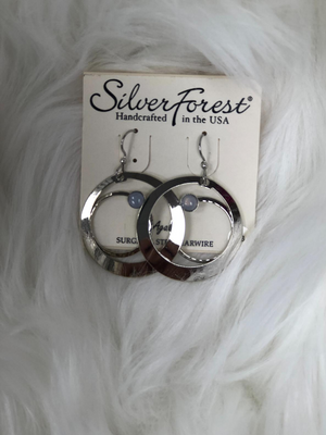 1.5" round silver earrings