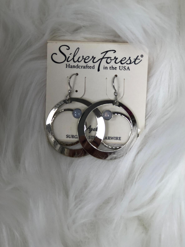 1.5" round silver earrings