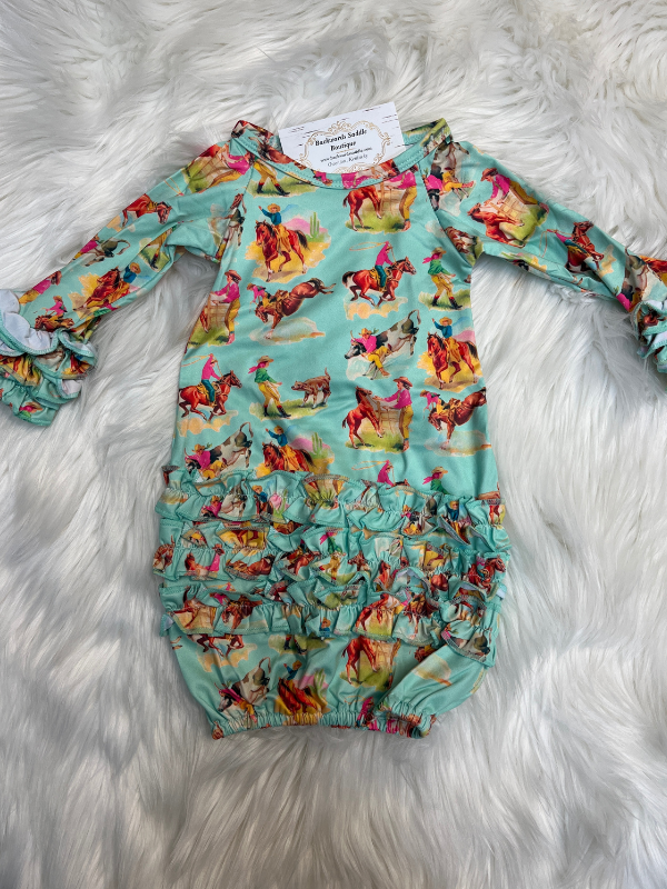 Aqua Rodeo Baby Gown