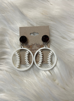 Maroon Baseball Earrings