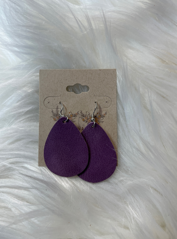 Plum Mini Leather Earrings