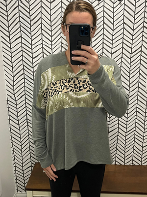 Cheetah color block hoodie