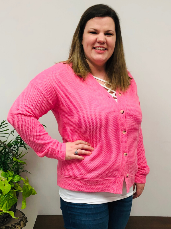 Pink Boxy Cardigan