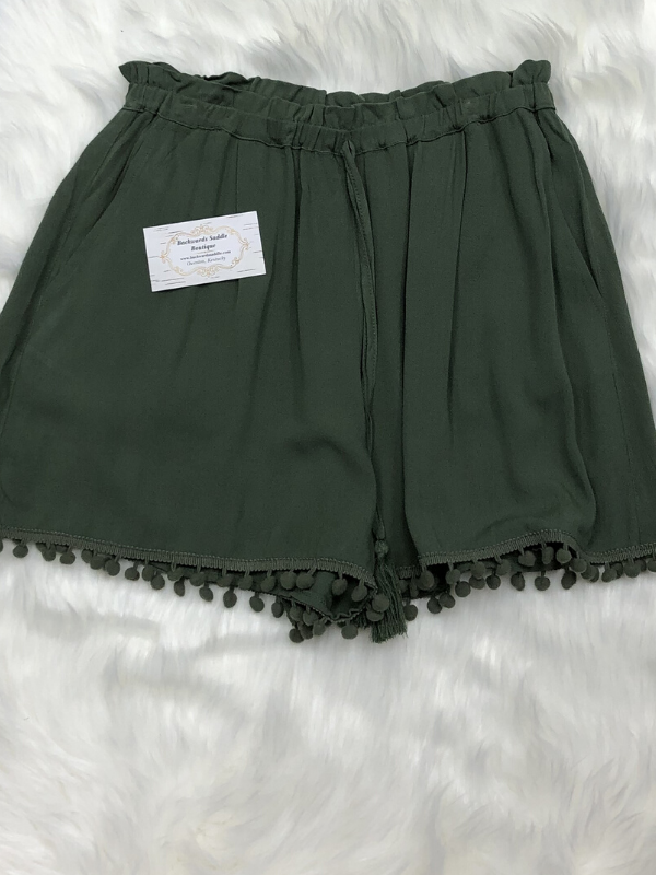 Olive Tassel Tie Shorts