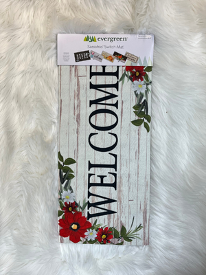 Red floral welcome Sassafra Switch Mat