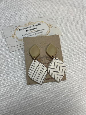 Herringbone Diamond & Tan Earrings