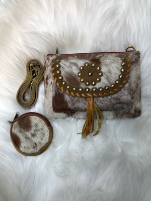 Brown Cowhide crossbody purse