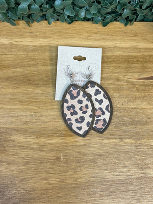 Tan Leopard Vintage Walnut Earrings
