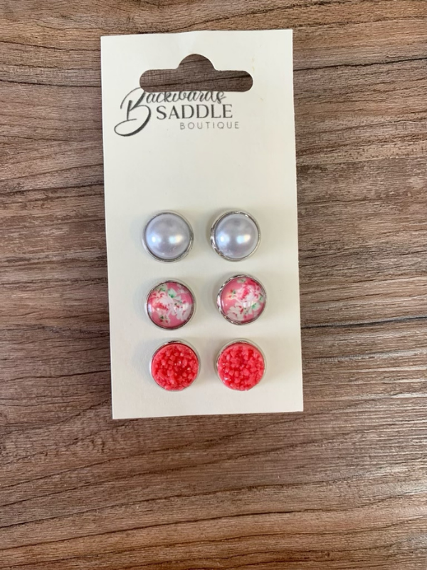 Coral, Pearl, Floral Earrings