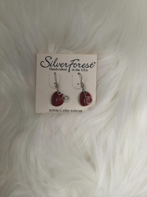 Silver and red earrings