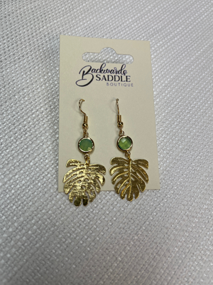 Jade Monstera Dangle Earrings