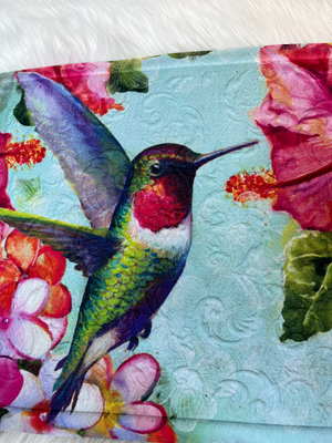 Embossed Hummingbird & Hibiscus Door Mat