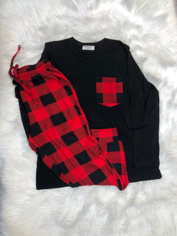Red & black gingham pajamas set