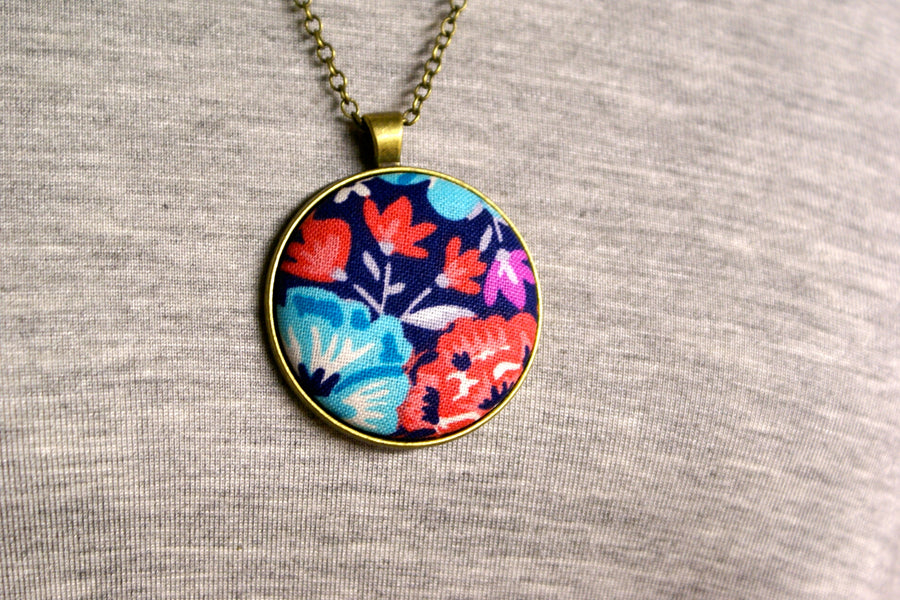 Floral Fabric Pendant #3