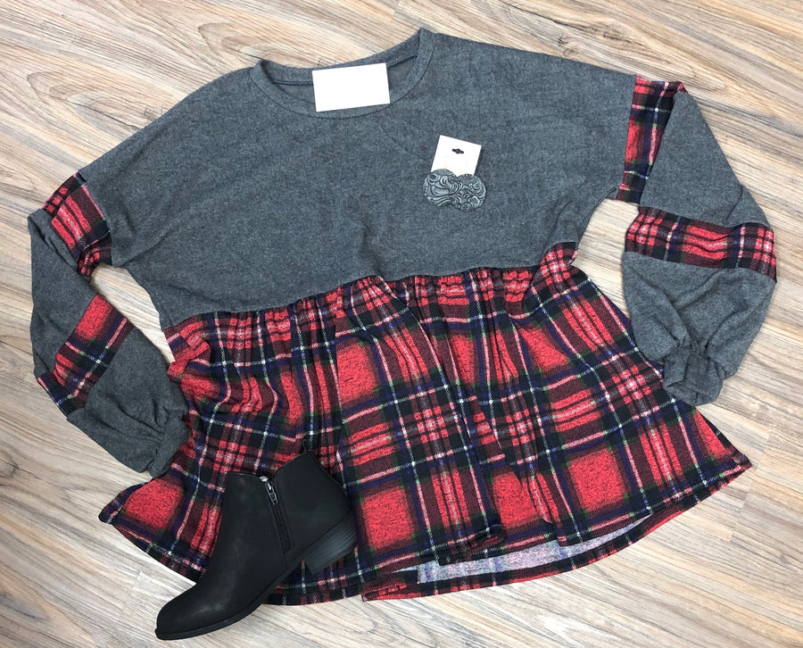 Plaid Babydoll Top