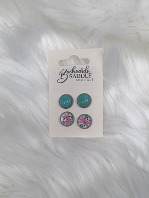 Turquoise & Roses Earrings