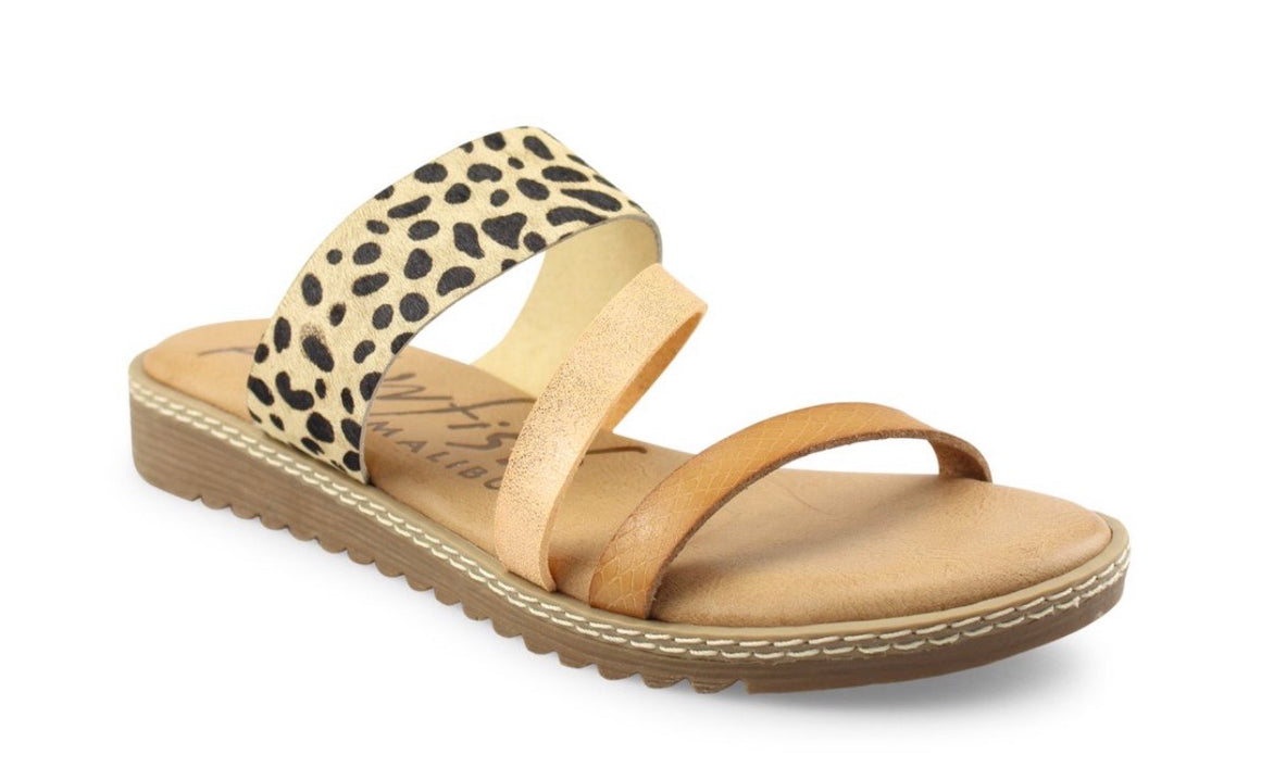 Blowfish Sand and Leopard Strapped Sandal