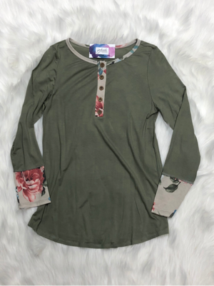 Olive green top with flare