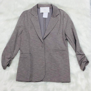 Grey Shirring Sleeve Blazer