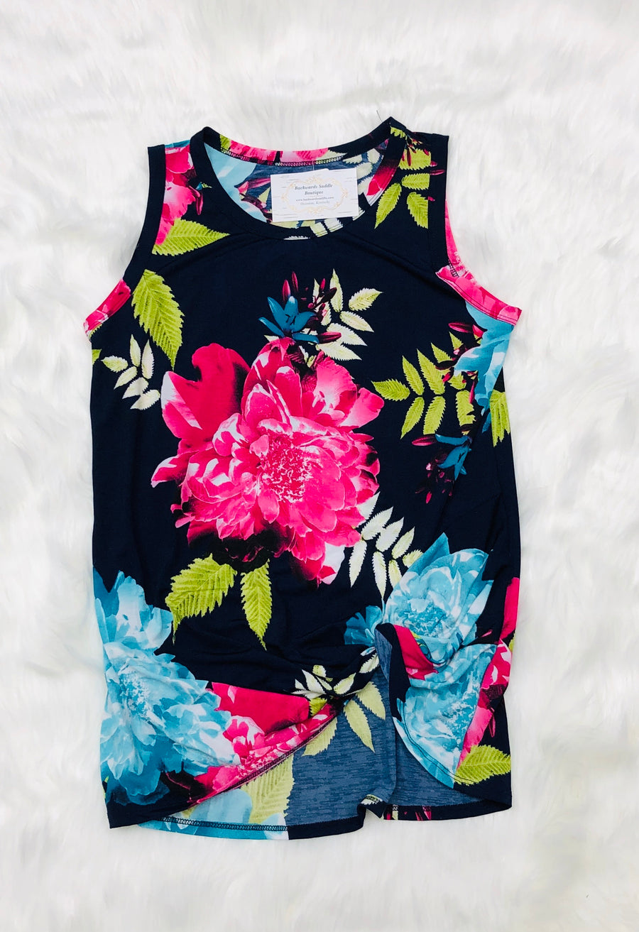 Navy Floral Top