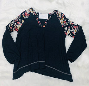 Navy Floral Peasant Tunic
